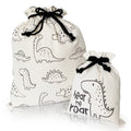 Gather & Knot Drawstring Gift Bags | Premium Canvas | 20" Large 12" Small | Reusable Fabric Wrap for Baby Shower or Boy Birthday | Dinosaur - color: Dinosaur