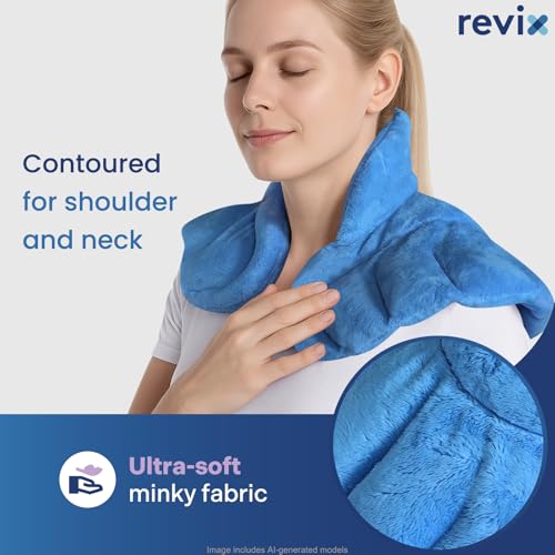 REVIX Microwavable Heating Pad for Neck Shoulder & Back, Moist Heat, Blue - color: Blue