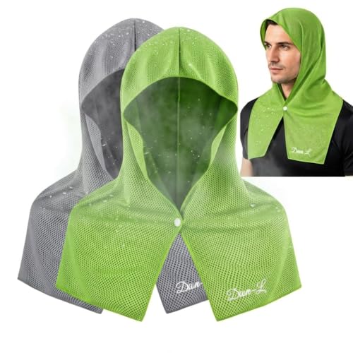2 pcs Cooling Hoodie Towel - Instant Evaporative Chilly Head Towel, Hooded Cooling Towel for Hard Hat, Outdoor Work, Construction, Sports, Hiking, Camping, Migraine Relief