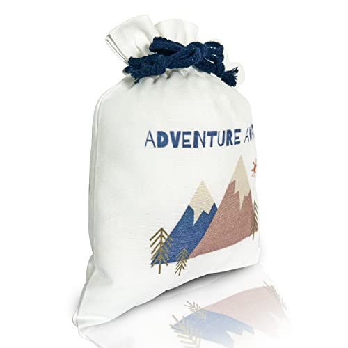 Gather & Knot Drawstring Gift Bags | 20" Large 12" Small | Premium Canvas | Reusable Fabric Wrap for Baby Shower or Boys Birthday | Adventure - color: Adventure
