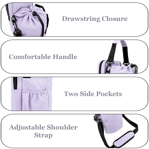 Water Bottle Holder with Strap, 32/40oz Insulation Water Bottle Carrier Bag with Phone Pocket, Water Bottle Sling Bag Crossbody Water Bottle Holder for Hiking Walking - color: Purple