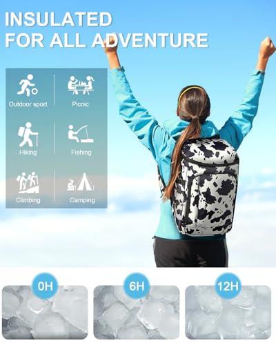 Capolo Cooler Backpack Insulated Leak Proof for Women Men Soft Cooler Bag - color: Cow Print, size: 36 Cans