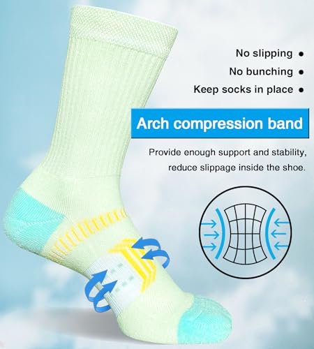 Suaskk Womens Cushioned Breathable Athletic Running Crew Socks 5 Pairs - color: Colourful 5 Pairs, size: 9-11