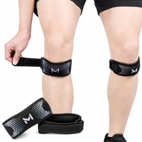2 Pack Patella Knee Strap – Adjustable Tendon Support Brace for Pain Relief from Jumper's Knee, Tendonitis & Arthritis, Breathable Neoprene with Silicone Gel Padding for Running, Basketball, Tennis, Squats