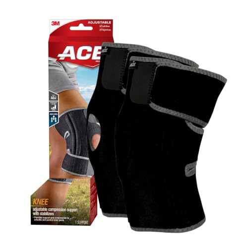ACE Brand Adjustable Knee Brace with Side Stabilizers Provides Support & Compression to Arthritic and Painful Knee Joints (Pack of 2) - size: Adjustable (Pack of 2)