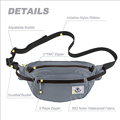 4Monster Hiking Waist Packs Portable,Water Resistant Fanny Bag with Adjustable Strap,Lightweight Crossbody Chest Bag Slim Bag - color: Silver