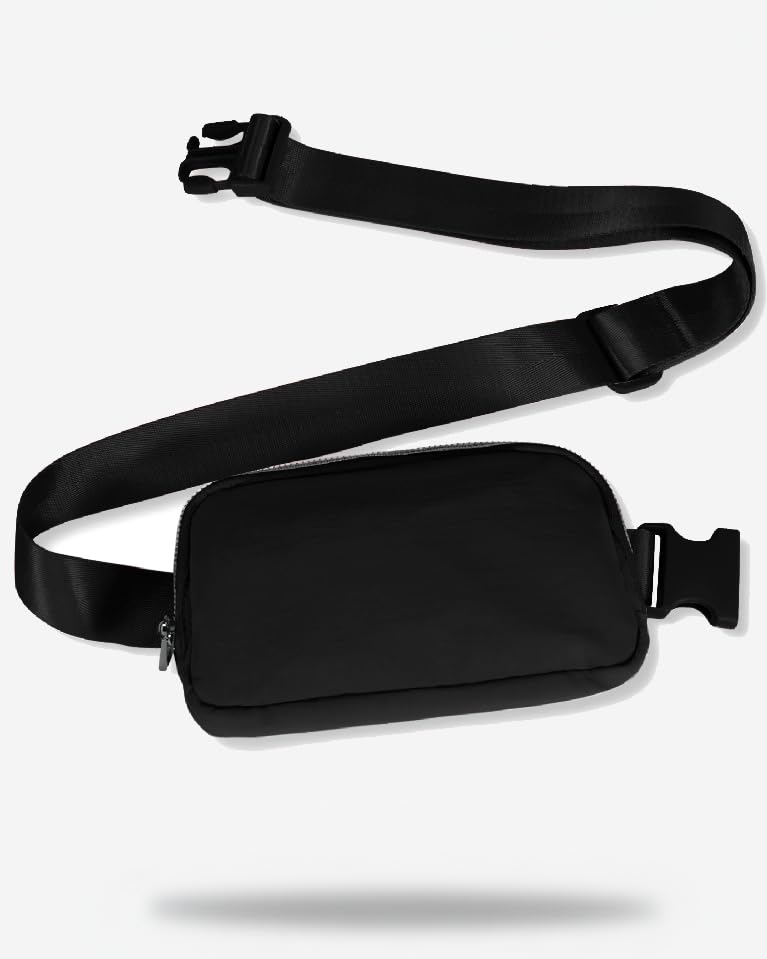 Mini Fanny Pack Lightweight Small Belt Bag Fits Phones Unisex for Travel, Gym, Daily Use Crossbody or Waist - color: S - Black
