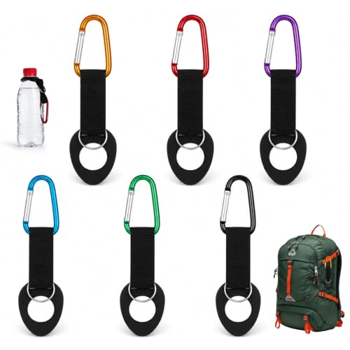 6-Pack Durable Silicone Water Bottle Holder with Carabiner Clip & Key Ring