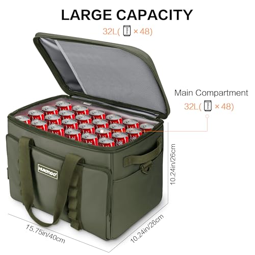 Hulongo Soft Sided Insulated Cooler Bag, 32L - color: green