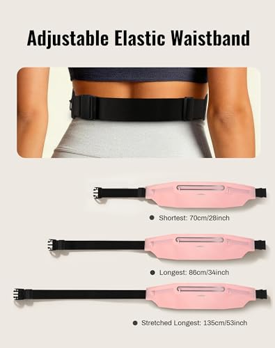 Running Belt for Women & Men-Ultra Light Slim Running Belts - color: Pink