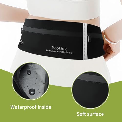 SooGree Running Belt Fanny Pack for Women Men Waterproof Waist Pack Runners Bag Slim Money Belt Phone Holder for Sports Hiking Traveling Adjustable Strap Workout Pouch Lightweight Walking Jogging - color: Green, size: 1192