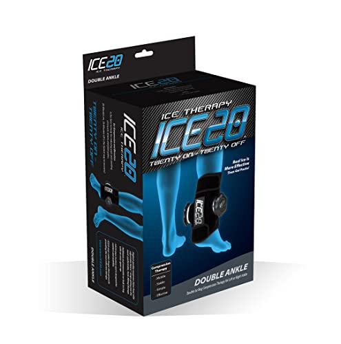 ICE20 Ankle Ice Therapy Wrap, Double Ice Bag, Black