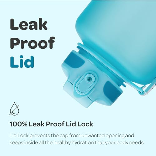 Hydracy 2L Large Water Bottle, Shatterproof, BPA Free Tritan Plastic, Leakproof, Zero Condensation, With Detachable Carry Strap, Spillproof Lid, Convenient Silicon Spout, Ideal for Gym, Yoga - color: Aqua Blue, size: 64 oz