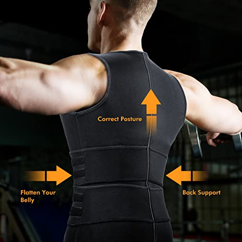 A+ Choice Sauna Vest Waist Trainer for Men - Mens Sauna Suit Double Sweat Belt Body Shaper for Gym Workout Exercise - size: 4XL (Waist42"-44")