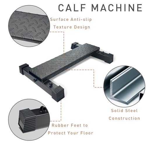 BLUSLM Steel Calf Raise Bar, Standing Machine for Stretching, Squat, Foot Stretch, Anti-Slip Solid Block - color: Black 04