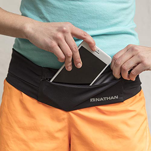 Nathan Zipster Running Belt for Men and Women, Bounce Free Waist Pack, Running Fanny Pack Women, Pockets with Zippers, Fits All iPhones - color: Navy, size: X-Large