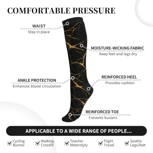 Compression Socks Knee High Circulation Support Socks For Women Men Athletic Running Hiking Cycling - color: Marble