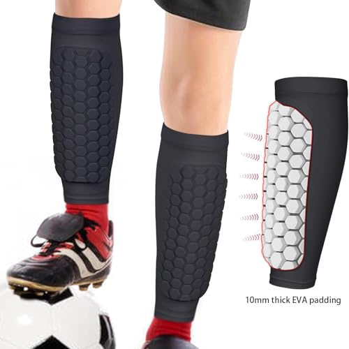New Soft Shin Guards for Breathable & Anti-Slip Soccer Shin Pads with Honeycomb Protection for Football, Skateboard and Outdoor Activities - size: Large