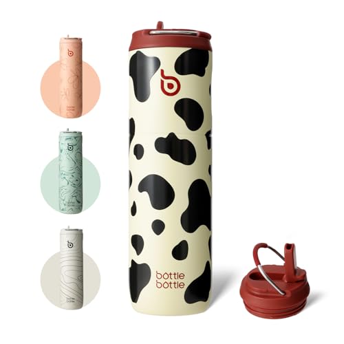 BOTTLE BOTTLE Insulated Water Bottle 24oz with Straw Lid and Handle Sports - color: Cow