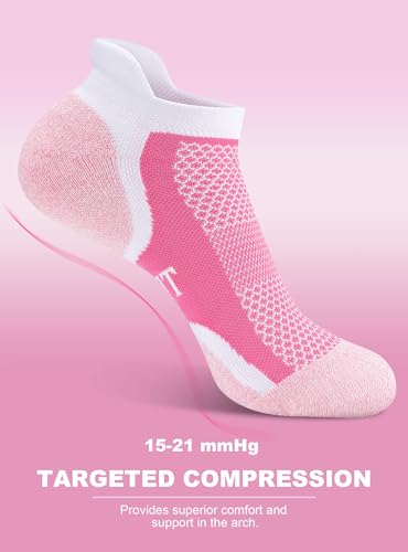 Trusiel Ankle Compression Socks for Women Running Moisture Wicking 5 Pairs - color: Pink Blue Yellow Navy Purple, size: 9.5-12