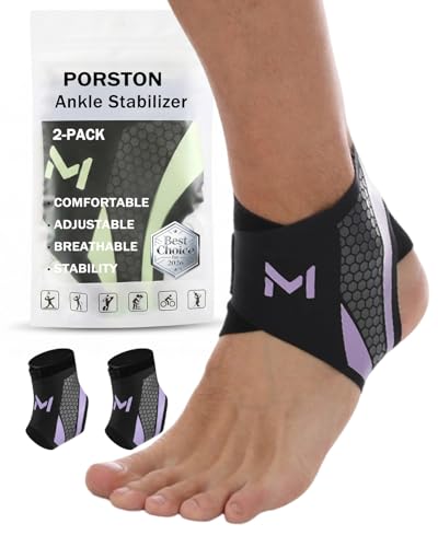 2-Pack Ankle Brace for Men & Women,Adjustable Lace up Ankles Sock,Basketball Ankle Stabilizer with Straps,Orthopedic Compression Sleeve for Plantar Fasciitis Relief,Tendonitis,Sprained(Purple) - color: Purple