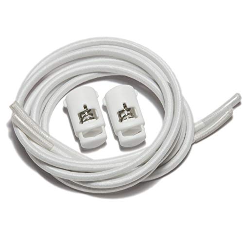 IBUNGEE LACES (Elastic No Tie Shoelaces (Made in the USA) - color: White, size: 22-inch