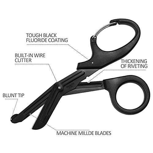 2 Pack Trauma Shears, 5.8 Inch Stainless Steel Medical Scissors, Bandage Scissors with Carabiner, Nursing Scissors Surgical Scissors for Nurses, Doctors, Nursing Students, EMT and EMS