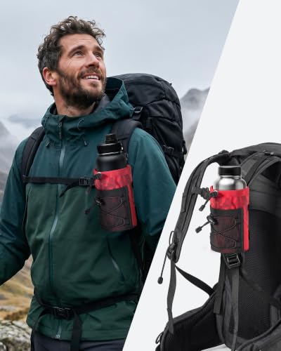 HowFly Water Bottle Holder for Backpack Molle Water Bottle Pouch Bag - color: Red Camo