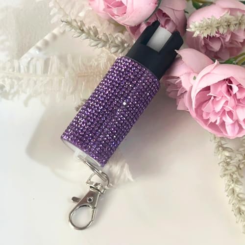 Pepper Spray for Women, Mini Bling Keychain, 12-Ft Range, Quick Release - color: Bling Purple Color