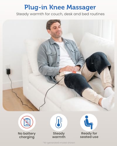 COMFIER Knee Massager, Plug-in Knee Heating Pad with Heat and Vibration, Pair of Heated Knee Wraps for Both Knees, 5 Modes, 2 Heat Levels, 30-Min Timer, FSA Eligible HSA - color: Black