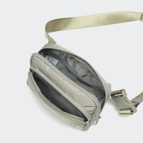 Pander Nylon Crossbody Belt Bag with Excess Strap Keepers, 6-Pocket Adjustable Sling Fanny Pack for Travel and Everyday Carry, Grey Sage - color: Grey Sage