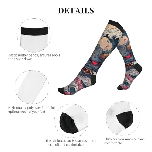 Compression Socks Knee High Circulation Support Socks For Women Men Athletic Running Work Hiking Cycling Travel - color: Dragon