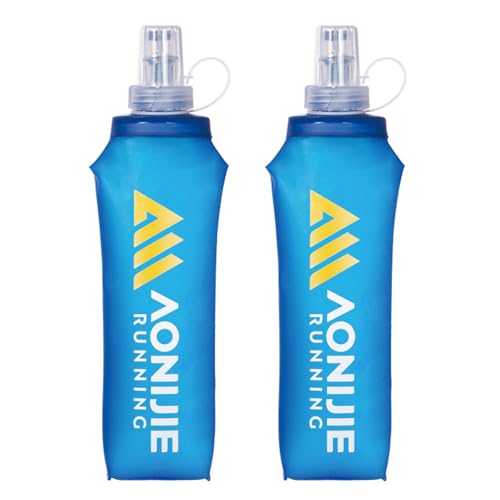TRIWONDER Soft Flask Collapsible Water Bottles Running Bottle BPA-Free Foldable Handheld Runner Water Flask for Hydration Pack Marathon Hiking Cycling Climbing Travel (01# 500ml - Pack of 2) - color: 500ml/16.9oz - N - Pack of 2