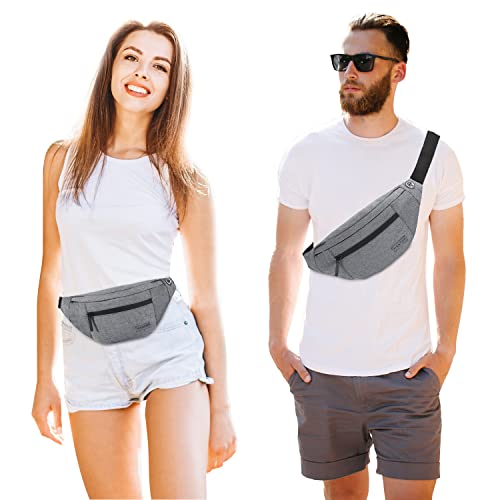 Crossbody Bags for Women Men Travel Essentials Fanny Pack Belt Bag - color: Grey, size: Large