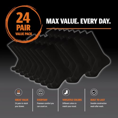 AND1 Mens Athletic Crew Socks 24 Pack Cushioned Comfort Socks - color: Dark Grey Heather