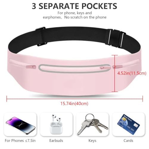 Running Belt for Men Women Waterproof Reflective Fanny Packs - color: Pink