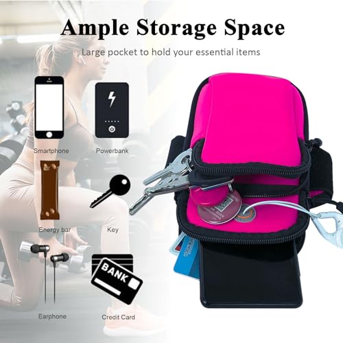 Phone Holder for Running Armband Cell Phone Holder, Small Purses for Women Crossbody Bags Kids,iPhone 17 16 16e 15 14 13 12 11 Pro Max Xs Xr X Plus Mini Galaxy Ultra S26 S25 Note Gym Arm Band - color: 7-Pink with Crossbody Strap&Hook