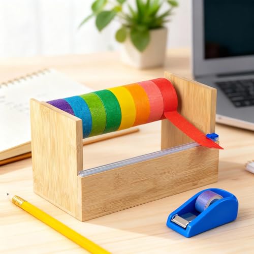 Wood Masking Tape Dispenser,Multi Roll Tape Dispenser Tape Cutter Holder