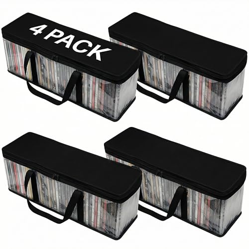 Evelots CD Storage Bags, 4 Pack, Holds 200 CDs with Handles - size: 4-Pack (Holds 200), style: CD Storage Bag