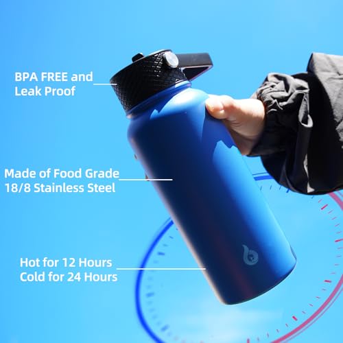 BJPKPK 22oz Insulated Water Bottle with Straw Lid, Stainless Steel Bottle - color: Ocean, size: 22 Ounces
