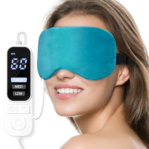 Ezona Heated Eye Mask, Warm Eye Compress Mask for Dry Eyes, Blue - color: Blue