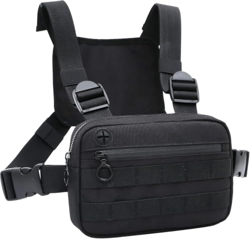 Muserise Running Chest Bag, Phone Holder, Lightweight Water Resistant - color: NRP Black