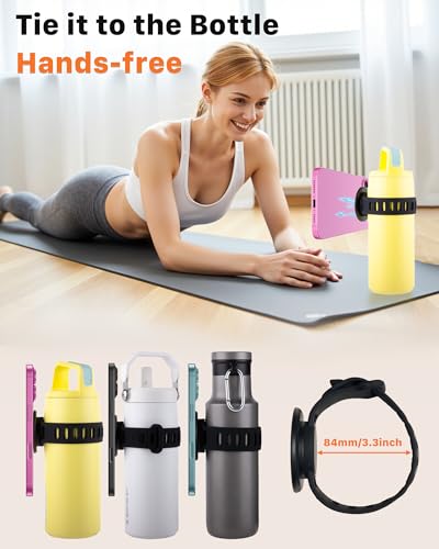 Magnetic Phone Mount for Stroller, Gym & Water Bottle - MagSafe Compatible Holder with Silicone Strap for Treadmill, Golf Cart, Peloton - Fits iPhone & All Phones