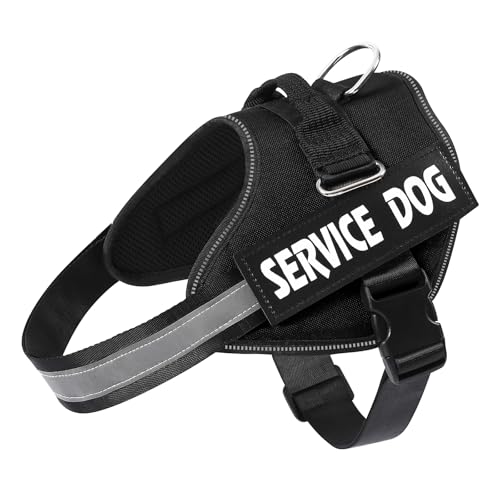 MUMUPET Service Dog Harness, No Pull & Reflective Pet Vest, Black, XS - color: Black, size: X-Small