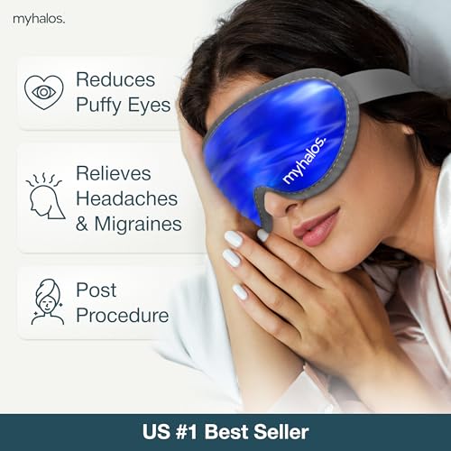 MyHalos Cooling Gel Eye Mask, Cold Ice Pack for Puffy Eyes & Dark Circles - color: Dark Blue, size: Pack of 1