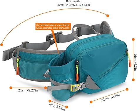 Waterproof Hiking Fanny Pack with Bottle Holder - Adjustable Running Belt & Dog Walking Waist Pack for Men & Wome