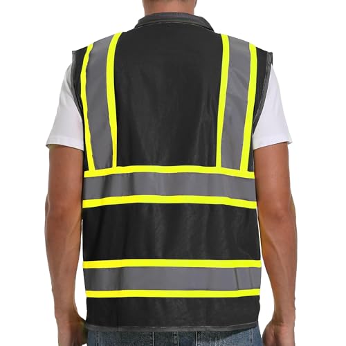 ArcRidge Reflective Safety Vest for Men and Women - High Visibility Construction Vest - Dual Tone Reflective Strips - color: Black, size: 4X-Large