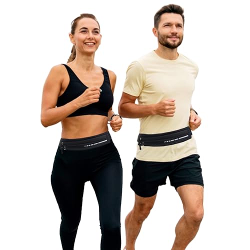 Slim Waterproof Fanny Pack Belt Bag for Women & Men – Bounce-Free Adjustable Running Belt, Lightweight Phone Holder Waist Pouch for Jogging, Workout, Travel, Money Belt-Black