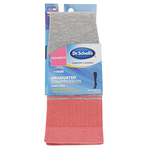 Dr. Scholl's Women's Graduated Compression Knee High Socks - color: Gray/Pink (1 Pair), size: 4-10