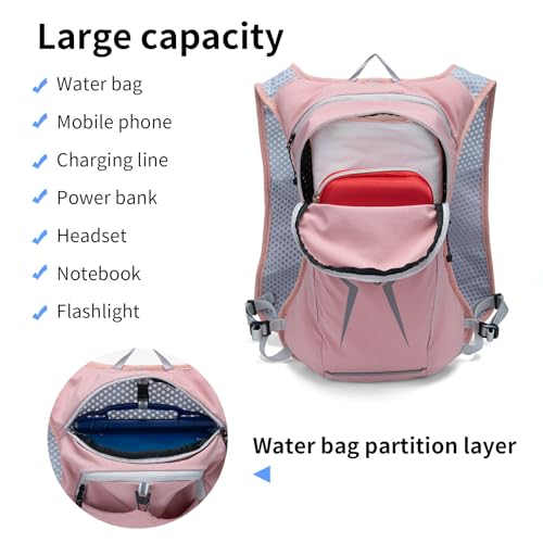 Carey Sten Lightweight Hydration Backpack Running Vest with 1.5L Water Bag - color: pink